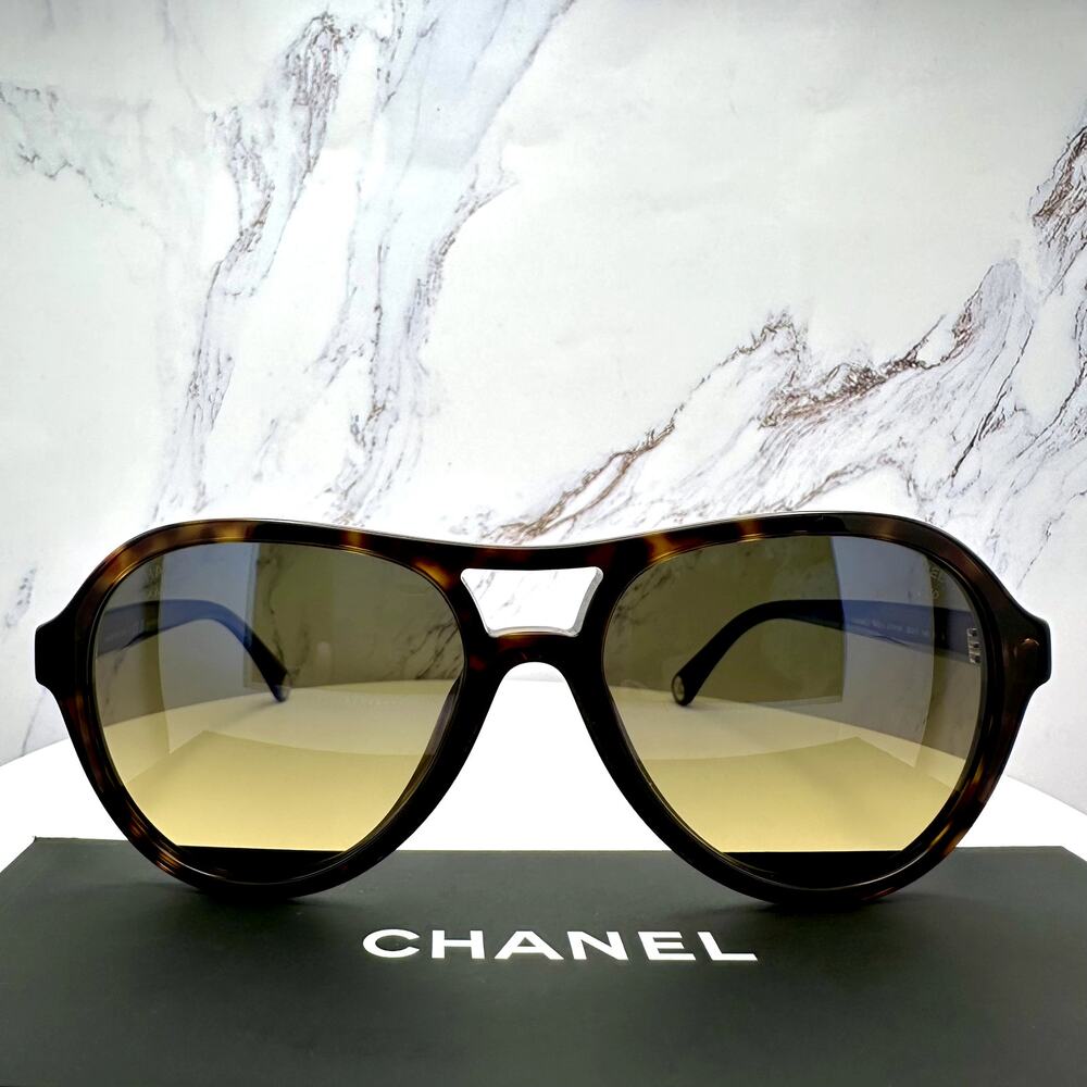 New CHANEL Sunglasses Brown Havana Polarized Lens Pilot Aviator - Picture 16 of 16
